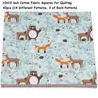 42 Pcs 10x10 Inch Woodland Animals Cotton Fabric Squares Quilt Layer Cakes