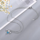 Cinnamoroll Tiny Silver Plated Pendant Blue Gem Setting Tin Chain Necklace New