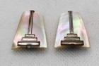  2  Art Deco Mother Of Pearl Dress Clips Scarf Clips Signed On Back