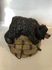 Rustic Black Bear Cub Climbing A Bee Hive Birdhouse Hanging Bird Feeder 9x8 