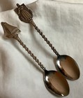Set Of Two Vintage Spoons - Novalux Plate Holland - Sailboat   Milkmaid - Dutch