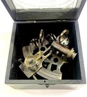 Antique Nautical Brass Collectible German Marine Sextant  Astrolabe Wooden Box