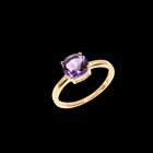 Solid 925 Sterling Silver Natural Amethyst Gold Plated Ring Size Us 7 Vj-658