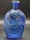 George Washington General Cobalt Blue Embossed Glass 8 5  Bottle American Eagle