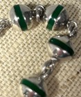 Taxco Mexico Silver Bracelet Green Onyx Inlay Vintage Ball Link Design Signed