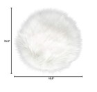 Ivon 15 5 Inches White Round Faux Fur Rug  Fluffy Rug Cushion For Chair  Back   
