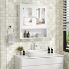  Bathroom Medicine Cabinet With Mirror  Wall Mounted  White   Over The Toilet