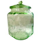 Planters Mr  Peanut Green Glass Jar Pennant Salted 5    Vintage 8 Sided Embossed