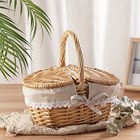 Handmade Wicker Picnic Basket W  Handle Willow Woven Camping Hamper