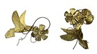 2 Vintage Home  Brass Wall Decor 3d Hummingbird Flowers Garden Decorative