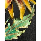 Vintage Pot Metal Brooch Sunflower Rhinestone Large Floral Pin