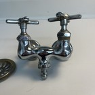 Vintage Sterling Faucet Co Wall Mount Sink Faucet Cross Handles Chrome