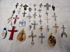 Mixed Cross Pendant Lot Of 35 Mixed Metal Rhinestone Religious Charms