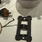 Antique Ornate Cast Iron Oil Lamp Wall Mount W swing Bracket Converted Electric