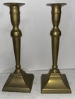 Antique Brass Push-up Candle Sticks 19 C  Pair Queen Anne Spun Brass