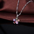 925 Sterling Silver Flower Cz Jewelry Set Pendant Necklace   Dangle Earrings