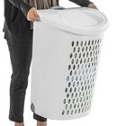 Wheeled Hamper Plastic Adult- White Retractable Handle Laundry Hamper With Lid