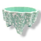 Vintage Usa Pottery Light Green White Spatter Glaze Ceramic Footed Planter