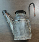 Antique Early Pa  Tin Miners Teapot Oil Lamp 4  Wide X 3   High Hat Mount W Hook