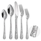 Floral Silverware Set 6 Silvery Flatware 30 Floral Embossed Silver Silverware