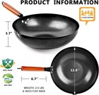 Wok De Acero Al Carbono  Juego De 14 Woks Y Sartenes Para Saltear Con Tapa De Ma