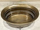 Solid Brass Planter Antiqued Brass Cherub Footed Container Pierced Sides