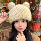 Women s Real Mink Fur Hat Knitted Beanies Skull Cap Elastic Warm Ski Outdoor Hat