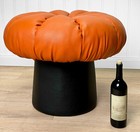 Mid-century Large Mushroom Orange   Black Vanity Seat Ottoman