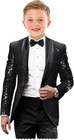 Boys Tuxedo Shiny Sequins Suit For Kids Slim Fit 2 Piece Formal Prom Dress Suit