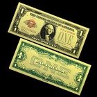 7pcs set Us Gold Foil Banknotes 1 2 5 10 20 50 100 Dollars Plastic Money - Unc