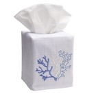  Square Tissue Box Cover  Linen cotton Fabric Tissue Holder  Coral  Blue