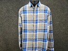 Prince   Fox Men   s Blue Plaid Flannel Long Sleeves 100 cotton Size Medium