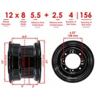 12  X 8  12x8 Inch 4 156 Bolt Pattern 5 5 2 5 Offset Rear Wheel Rims For Polaris