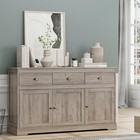Buffet Storage Cabinet Sideboard Farmhouse Server Bar Wine Cabinet W  3 Drawers
