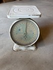Vintage Baby Scale Ivory Metal  weighs 30 Pounds By Ounces  Nursery Scale