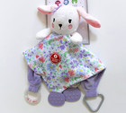 Modern Baby White Purple Bunny Activity Blankie Lovey Plush Security Blanket 12 