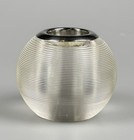 Antique British Sterling Silver Ribbed Glass Match Holder Striker  Chester 1895