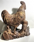 Vintage Hand Carved Marble Stone Rooster  Chic Figurine Sculpture 10  X 8 