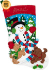 Felt Applique Christmas Stocking Kit  18   Snowman And Puppies