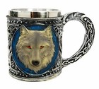Ebros Alpha Gray Wolf Celtic Tribal Magic Resin 16oz Mug W  Stainless Steel Rim