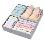  Foldable Underwear And Bras Drawer Organizers Dividers  Fabric 4 Sets Gray
