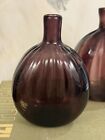 Mma Blown Glass Amethyst Bottle Vase Pair
