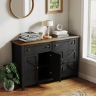Buffet Sideboard Cupboard Storage Cabinet Coffee Bar W 2 Drawers   4 Doors Black