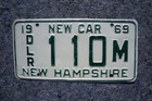 1969 New Hampshire New Car Dealer License Plate - Camaro Charger Mustang Nova
