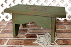 Primitive Antique Small Cricket Stool Patina d Country Green Wood Farm Folk-art