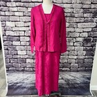 Karin Stevens Vintage Pink On Pink Design Dress   Matching Jacket Size 8