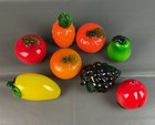 Vintage Lot Of 8 Murano Style Hand Blown Glass Fruits Vegetables