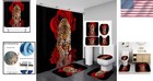 Complete Indoor Bathroom Decor Set  Rose   Leopard Shower Curtain With 12 Hooks