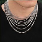 Stainless Steel Chain Necklace 16-36  Smooth Box Rope Silver 2 3 4 5 6 7mm N69