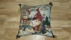 Katha Diddel Needlepoint Pillow Christmas Carousel Reindeer 14 x14  Wool Cotton